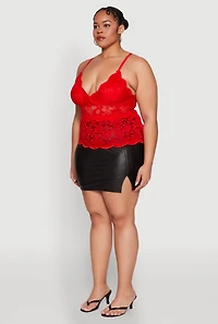 Womens Plus Size Floral Lace Cami, Red, Size 1X