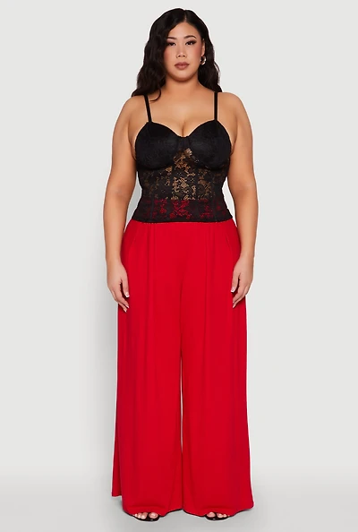 Womens Plus Size Lace Sweetheart Cami, Black, Size 2X