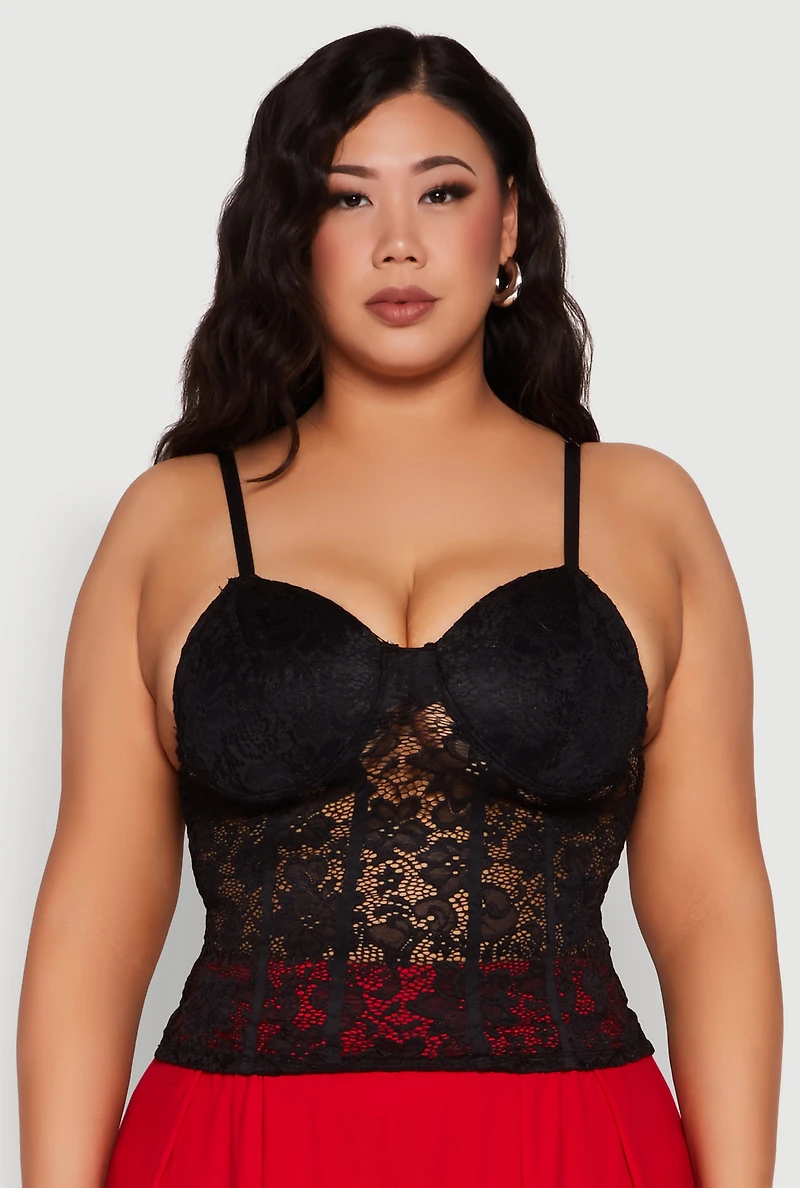 Womens Plus Lace Sweetheart Cami,