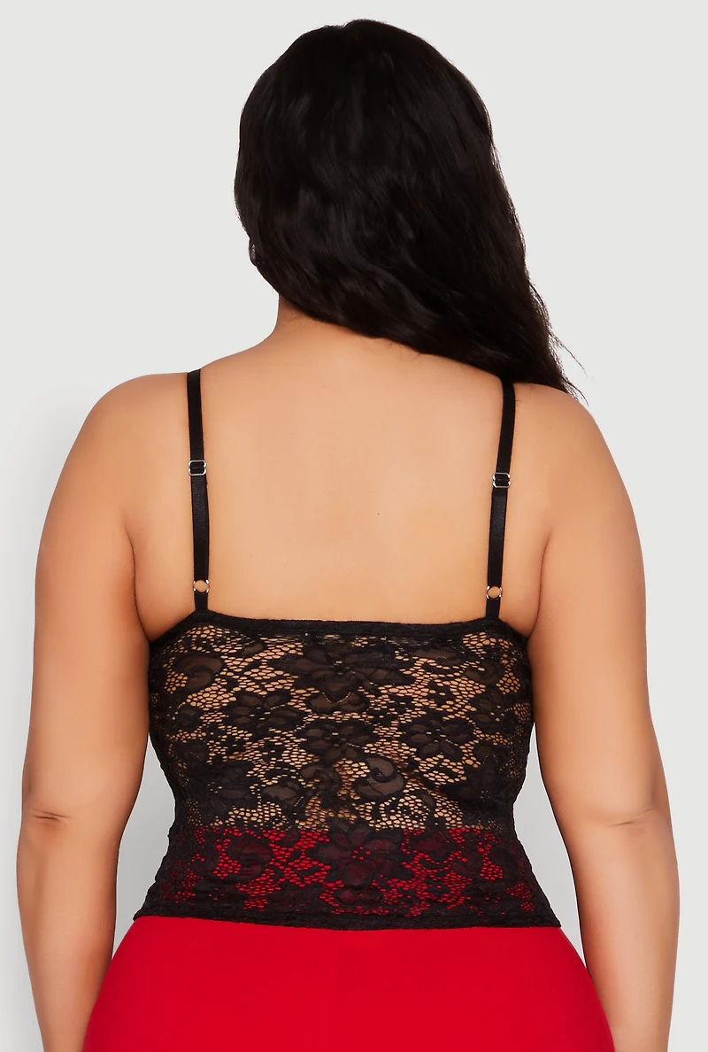 Womens Plus Lace Sweetheart Cami,