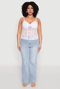 Womens Plus Size Lace Sweetheart Cami, White, Size 1X