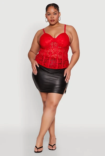 Womens Plus Lace Sweetheart Cami,