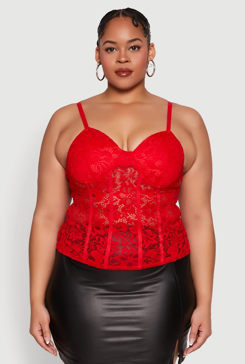 Womens Plus Lace Sweetheart Cami,