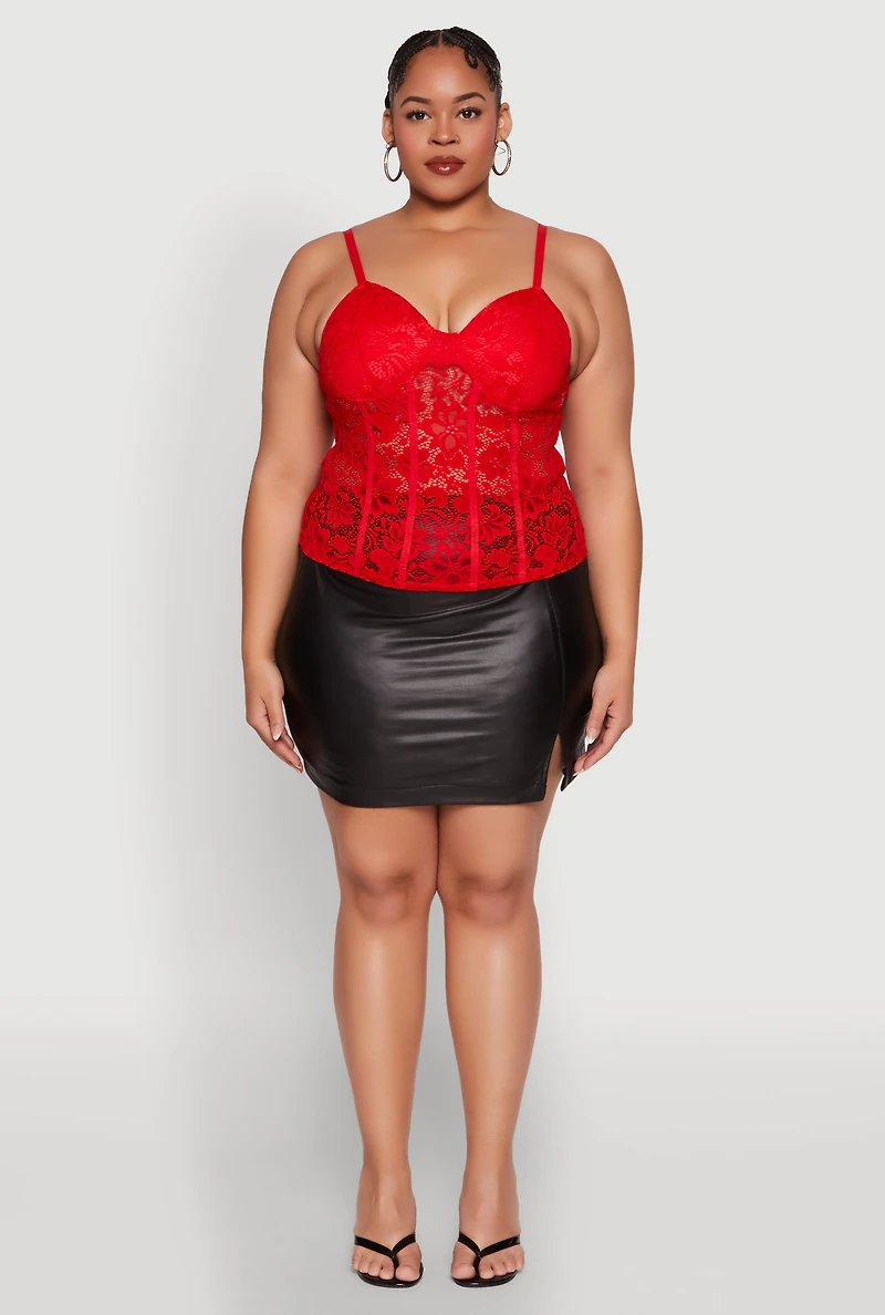 Womens Plus Lace Sweetheart Cami,