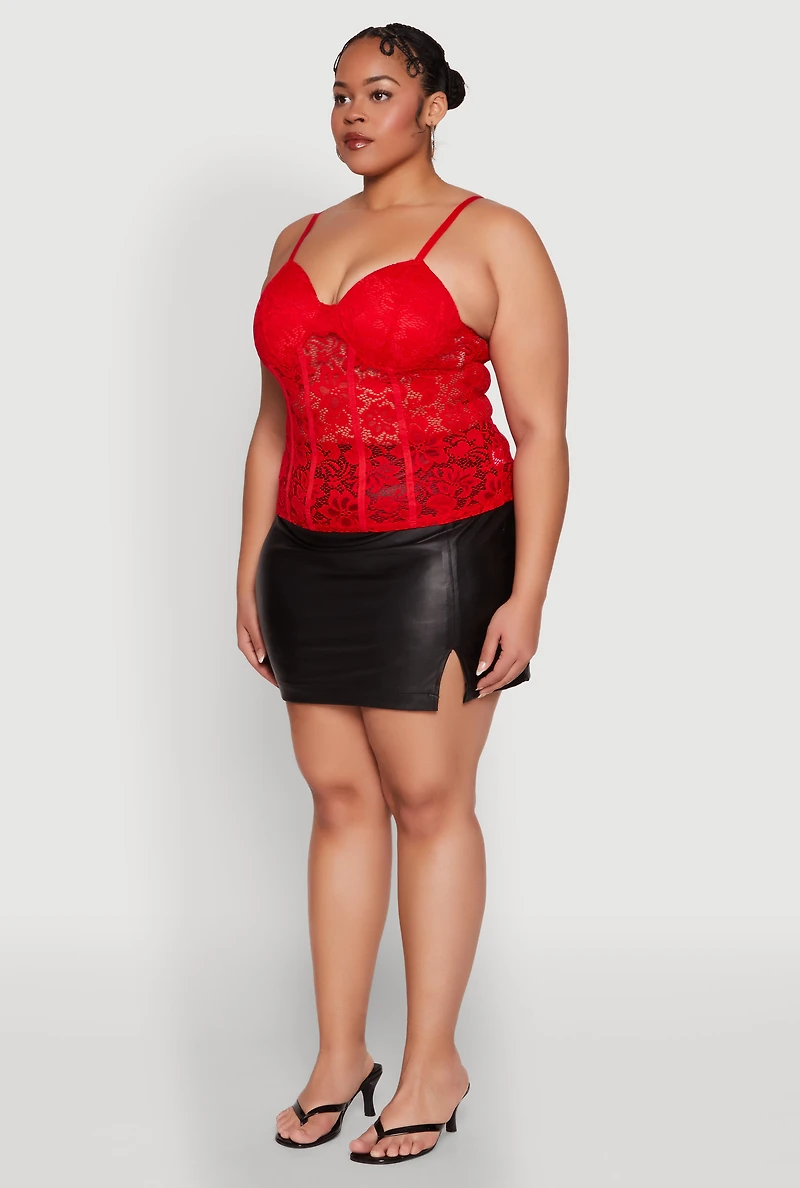 Womens Plus Lace Sweetheart Cami,