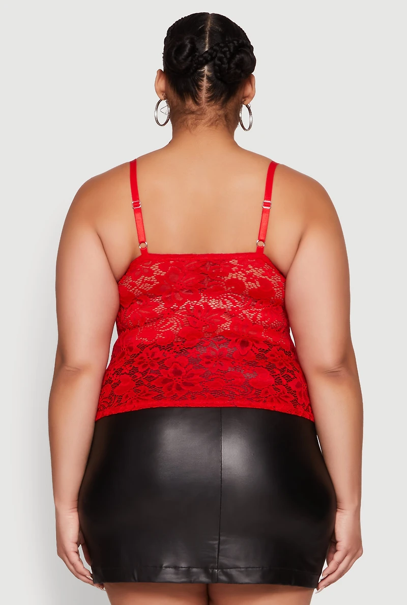 Womens Plus Lace Sweetheart Cami,