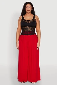 Womens Plus Floral Lace Scoop Neck Tank Top, 3X