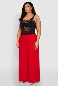 Womens Plus Floral Lace Scoop Neck Tank Top, 3X