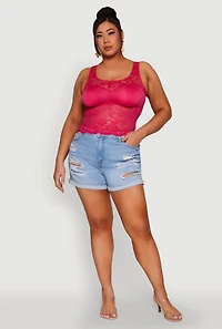 Womens Plus Floral Lace Scoop Neck Tank Top, 1X