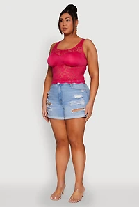 Womens Plus Floral Lace Scoop Neck Tank Top, 1X