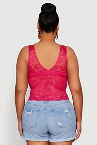 Womens Plus Floral Lace Scoop Neck Tank Top, 1X