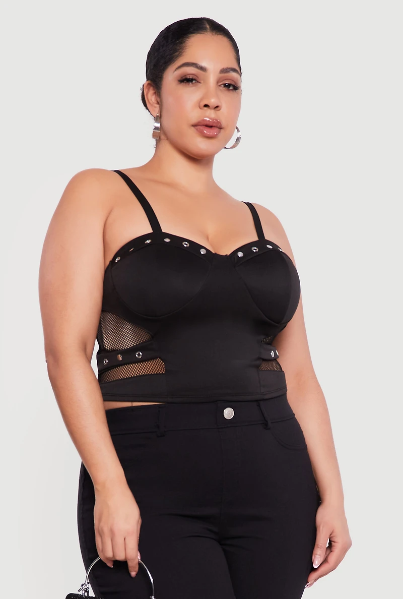 Plus Fishnet Detail Bustier Crop Top