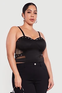 Plus Fishnet Detail Bustier Crop Top