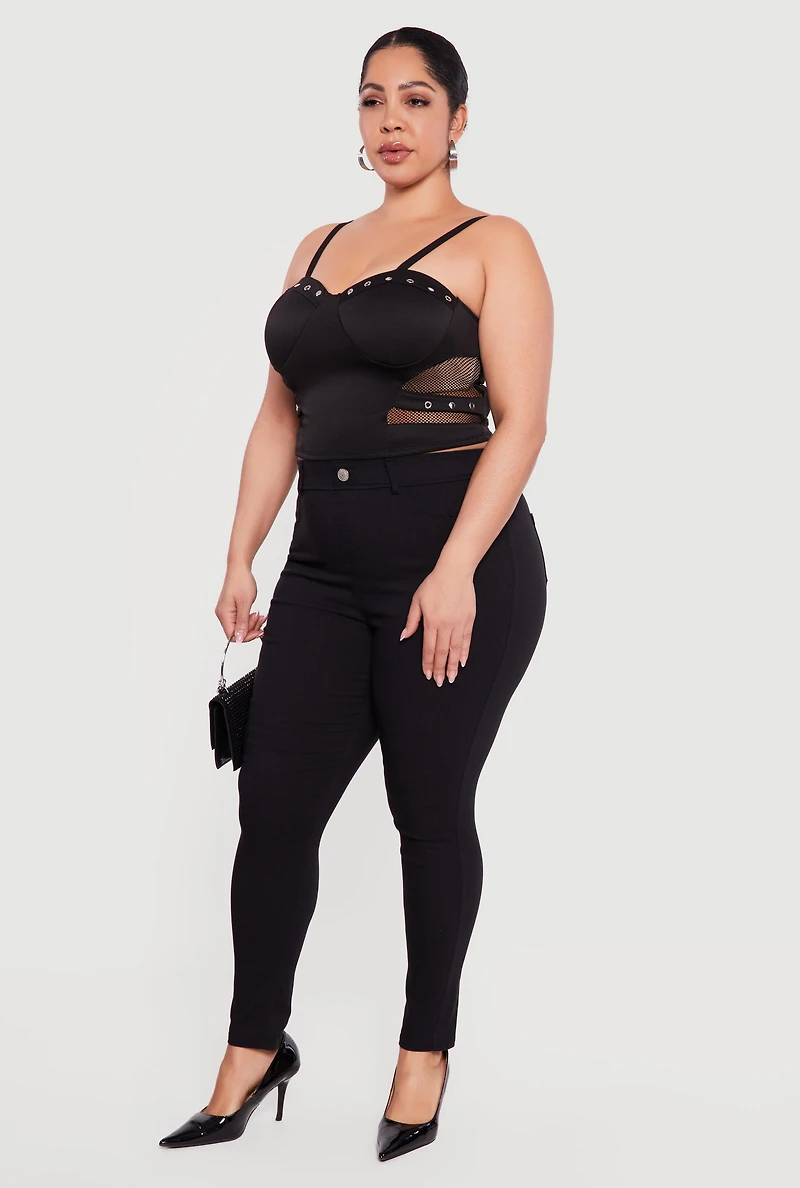 Plus Fishnet Detail Bustier Crop Top