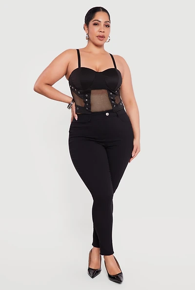 Plus Fishnet Grommet Detail Bustier Crop Top