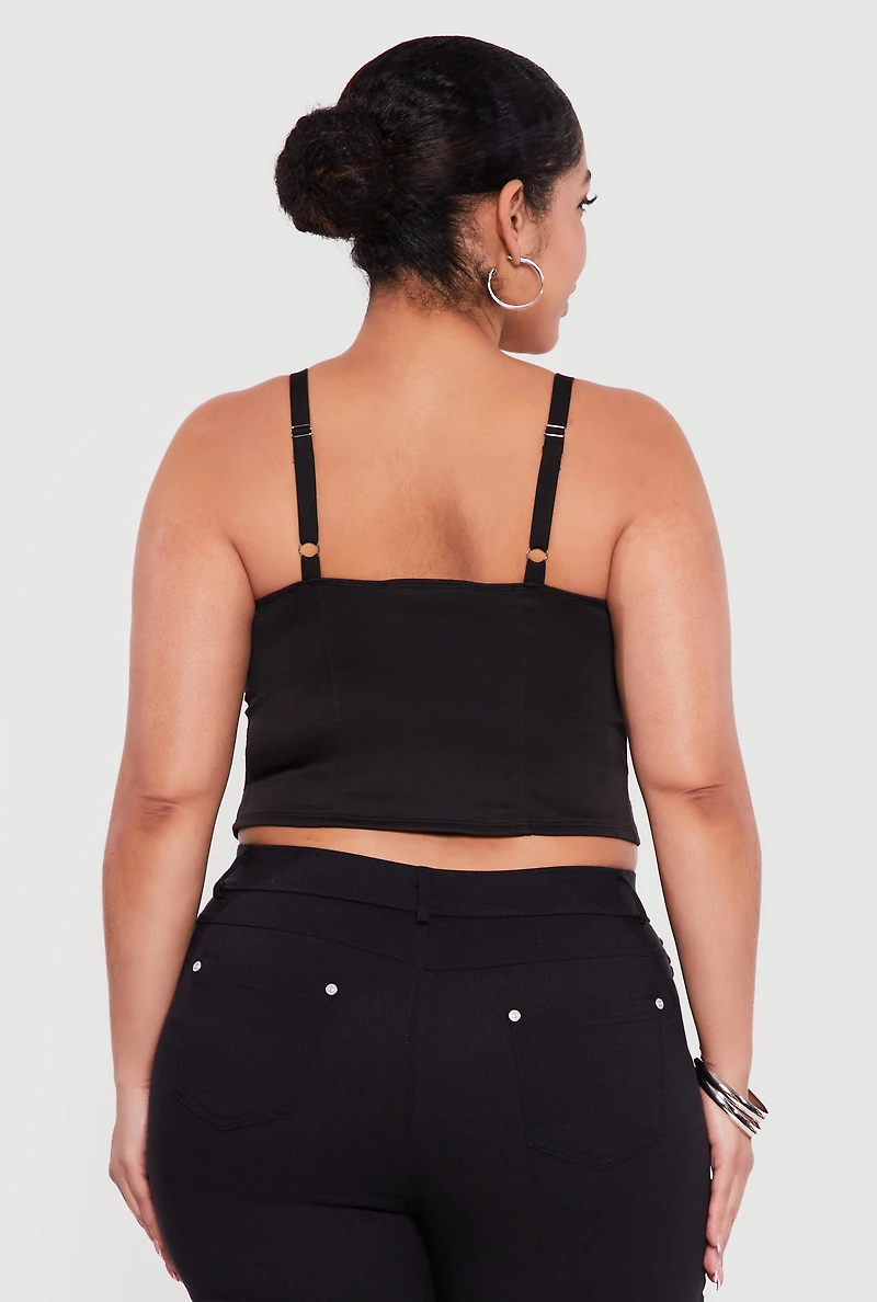 Plus Fishnet Grommet Detail Bustier Crop Top