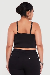 Plus Fishnet Grommet Detail Bustier Crop Top