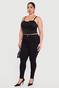 Plus Grommet Detail Lace Up Bustier Crop Top