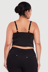 Plus Rhinestone Cropped Sweetheart Bustier Top