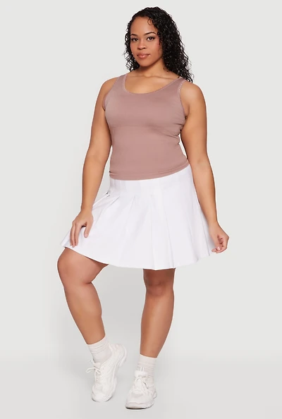 Plus Lace Trim Scoop Neck Tank Top