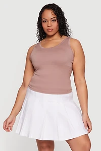 Plus Lace Trim Scoop Neck Tank Top