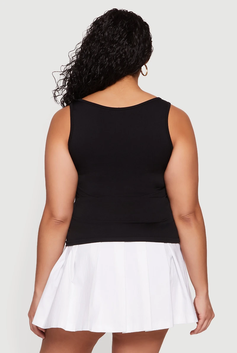 Plus Lace Trim V-Neck Tank Top