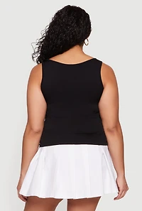 Plus Lace Trim V-Neck Tank Top