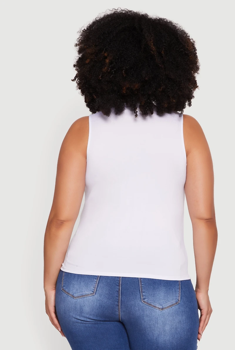 Plus Keyhole Detail Ruched Zip Front Top