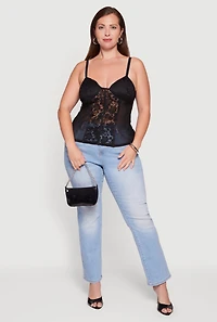 Plus Lace Detail Mesh Bustier Top