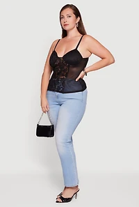 Plus Lace Detail Mesh Bustier Top