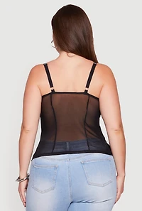 Plus Lace Detail Mesh Bustier Top