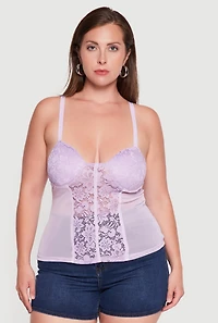 Plus Lace Detail Mesh Bustier Top