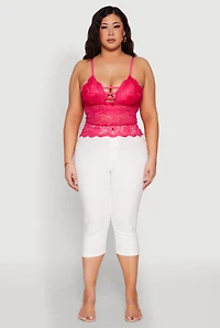 Womens Plus Floral Lace Caged Front Cami,