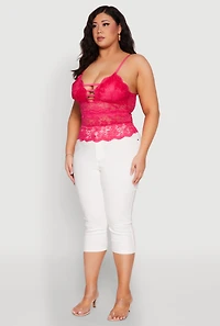 Womens Plus Floral Lace Caged Front Cami,