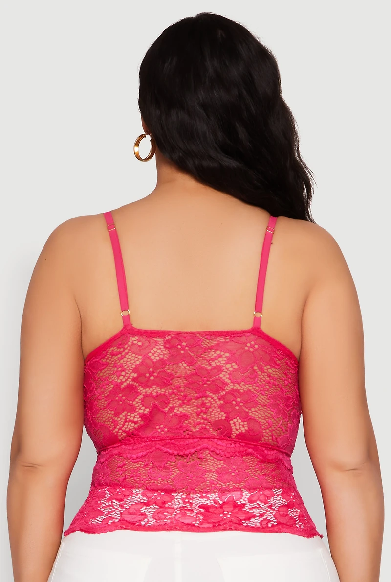 Womens Plus Floral Lace Caged Front Cami,