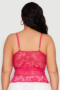 Womens Plus Floral Lace Caged Front Cami,