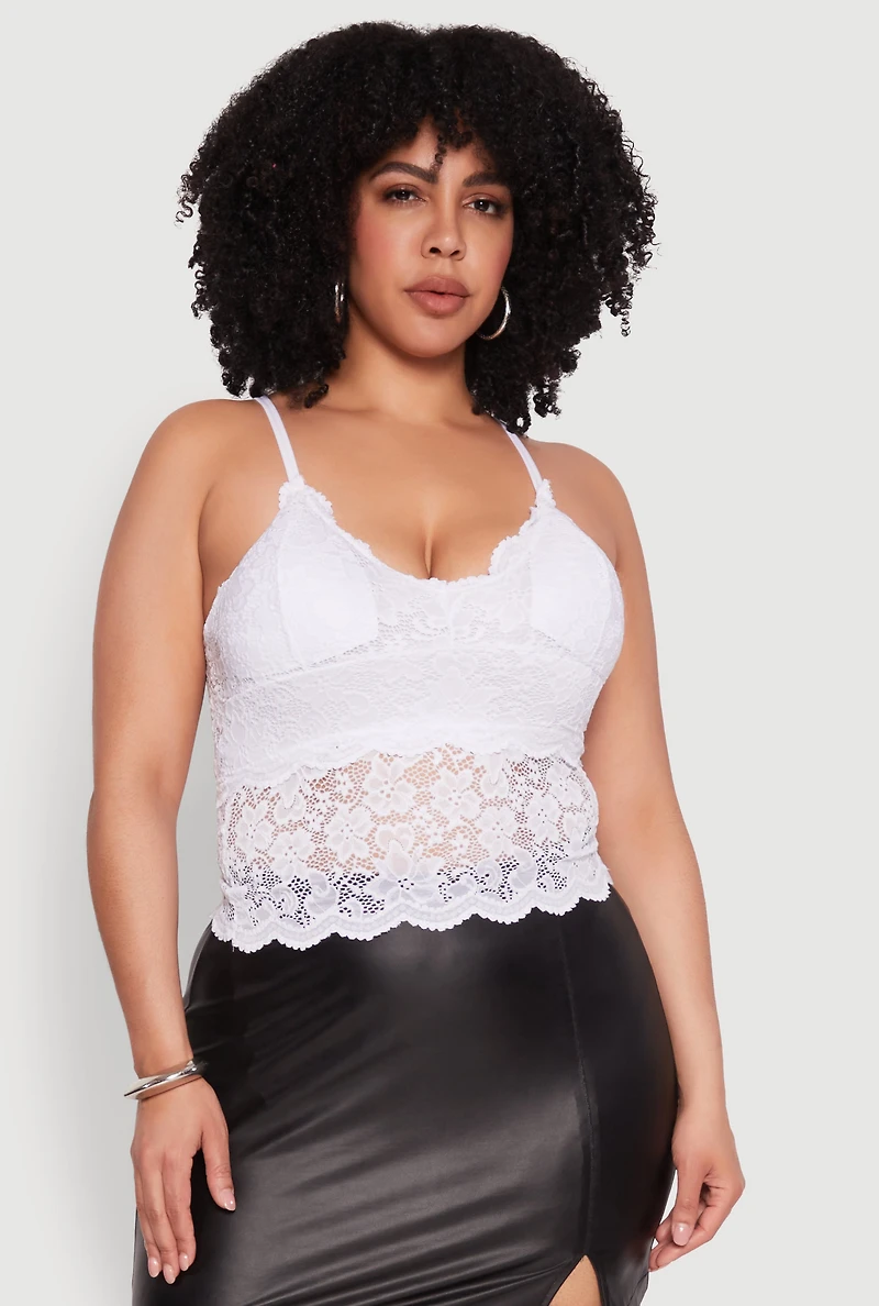 Plus Floral Lace Scoop Neck Cami