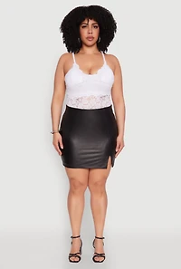 Womens Plus Floral Lace Scoop Neck Cami, White,
