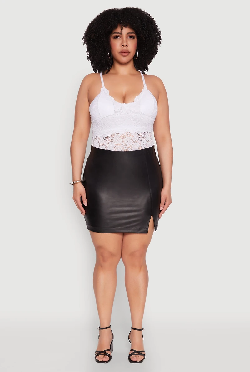 Plus Floral Lace Scoop Neck Cami