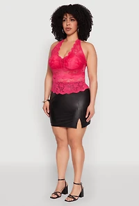 Womens Plus Size Scalloped Floral Lace Tank Top, Pink, Size 1X