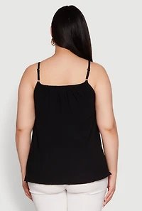 Womens Plus Crepe Knit Cami with Chain Strap and Scoop Neck,