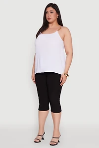 Plus Crepe Knit Cami with Chain Strap and Scoop Neck