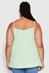 Womens Plus Crepe Knit Cami with Chain Strap and Scoop Neck,