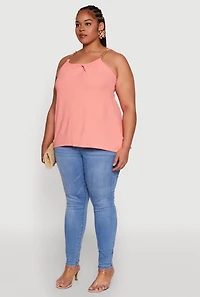 Womens Plus Crepe Knit Cami with Chain Strap and Scoop Neck, 4X