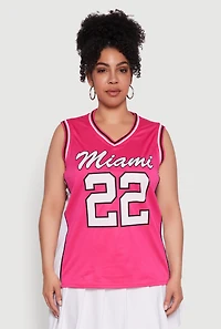 Womens Plus Size Graphic Basketball Jersey, Pink, Size 3X
