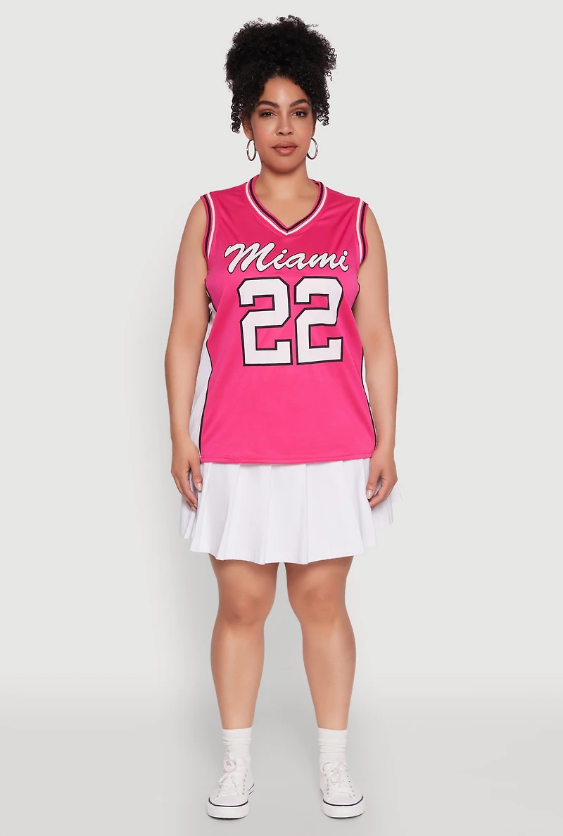 Womens Plus Size Graphic Basketball Jersey, Pink, Size 3X