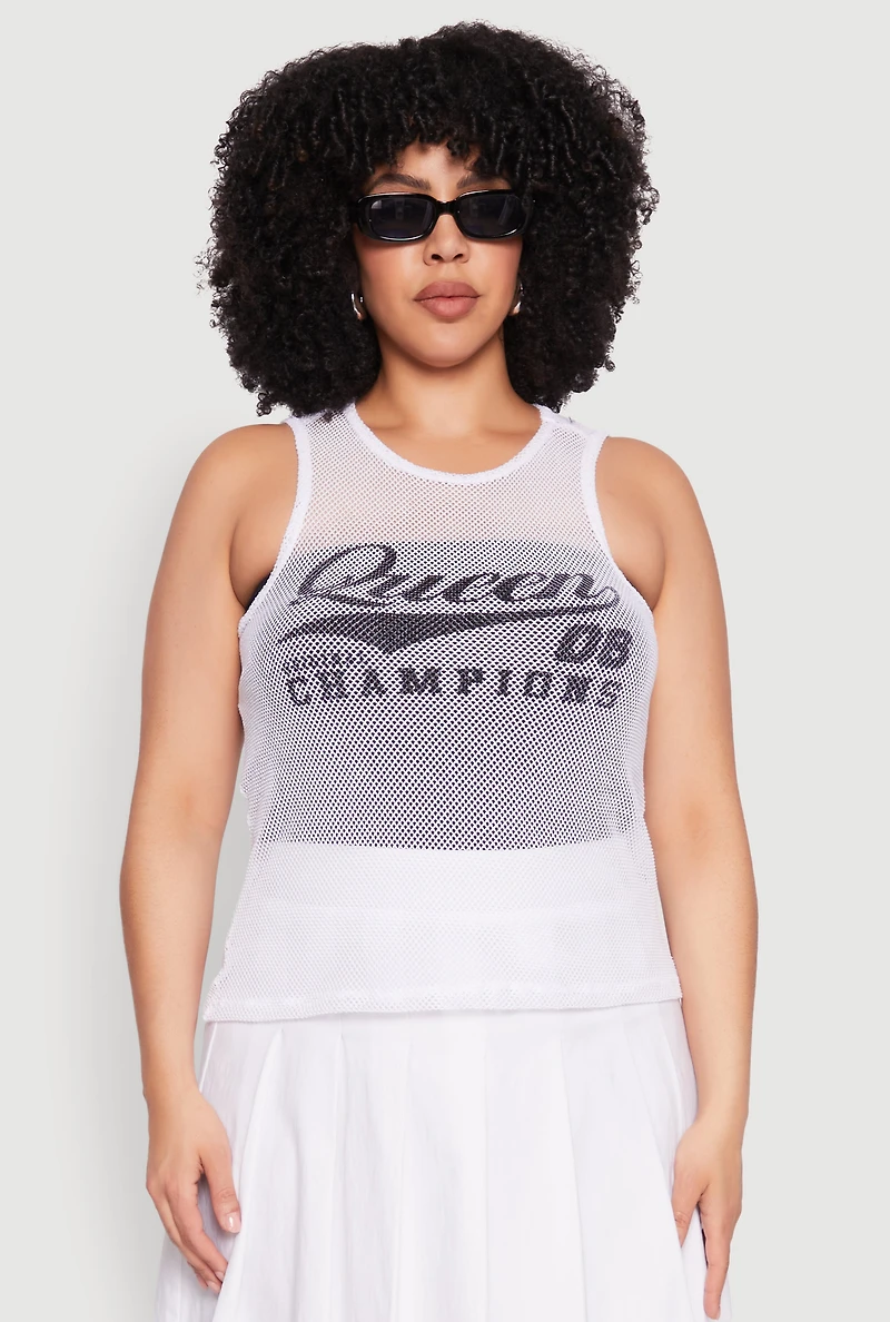 Womens Plus Size Queen 08 Original Champions Tank Top, White, Size 2X