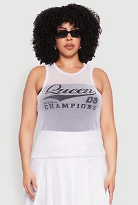 Womens Plus Size Queen 08 Original Champions Tank Top, White, Size 2X