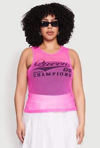 Womens Plus Size Queen 08 Original Champions Tank Top, Pink, Size 1X