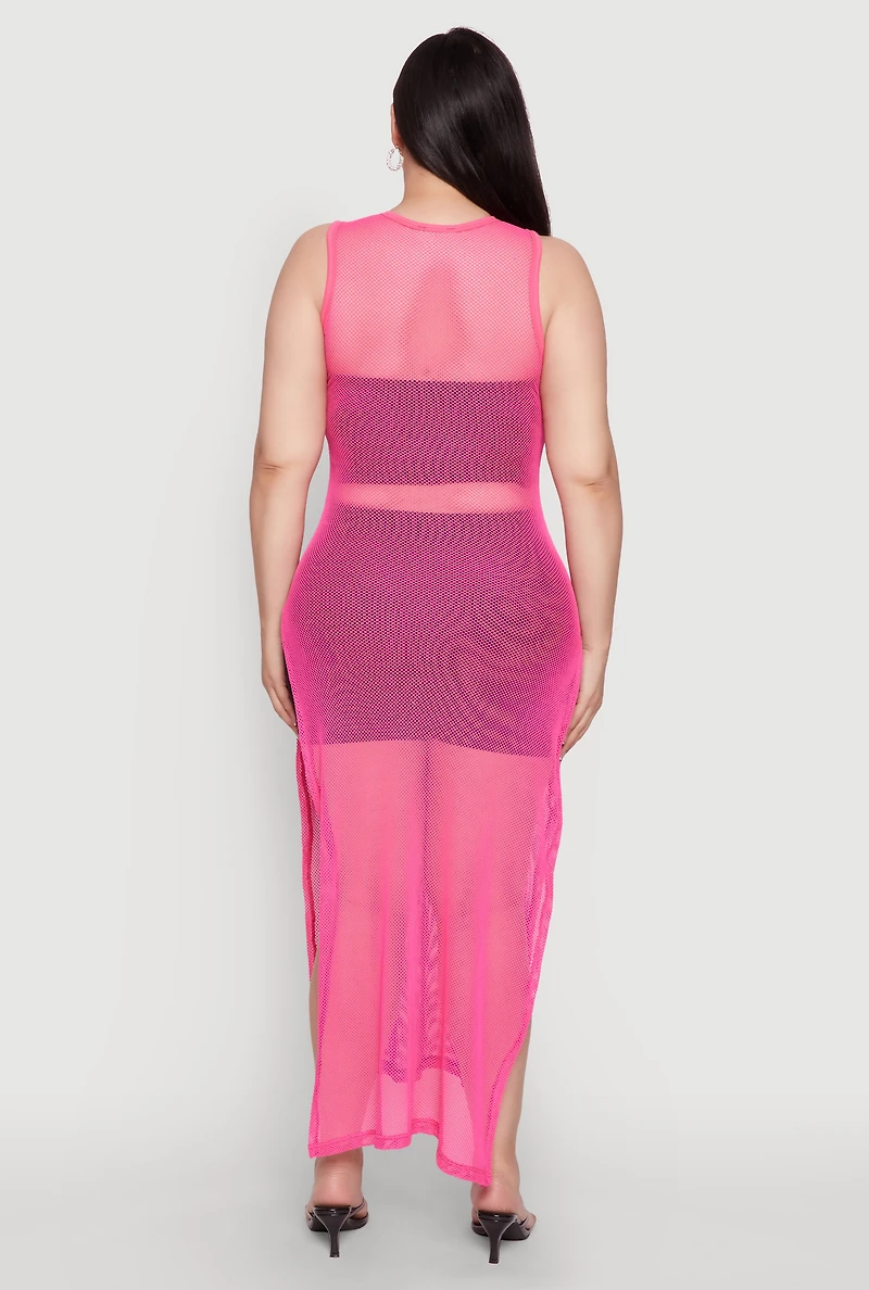 Womens Plus NYC 97 Fishnet Maxi Top,